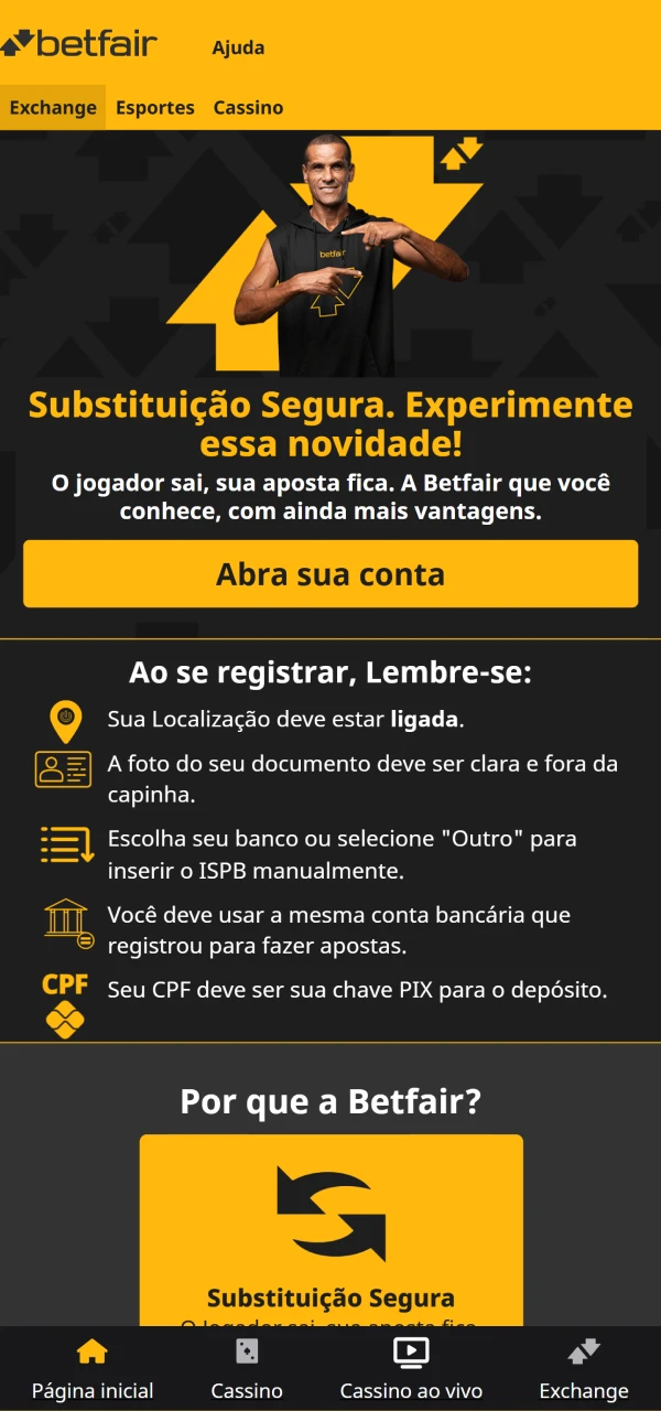 Abra e utilize o aplicativo Betfair para Android.
