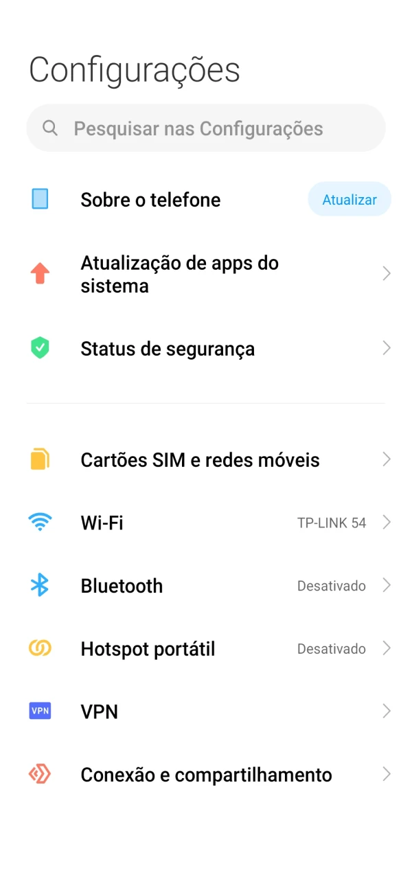 Acesse as configurações do seu telefone para instalar o aplicativo Betfair no Android.