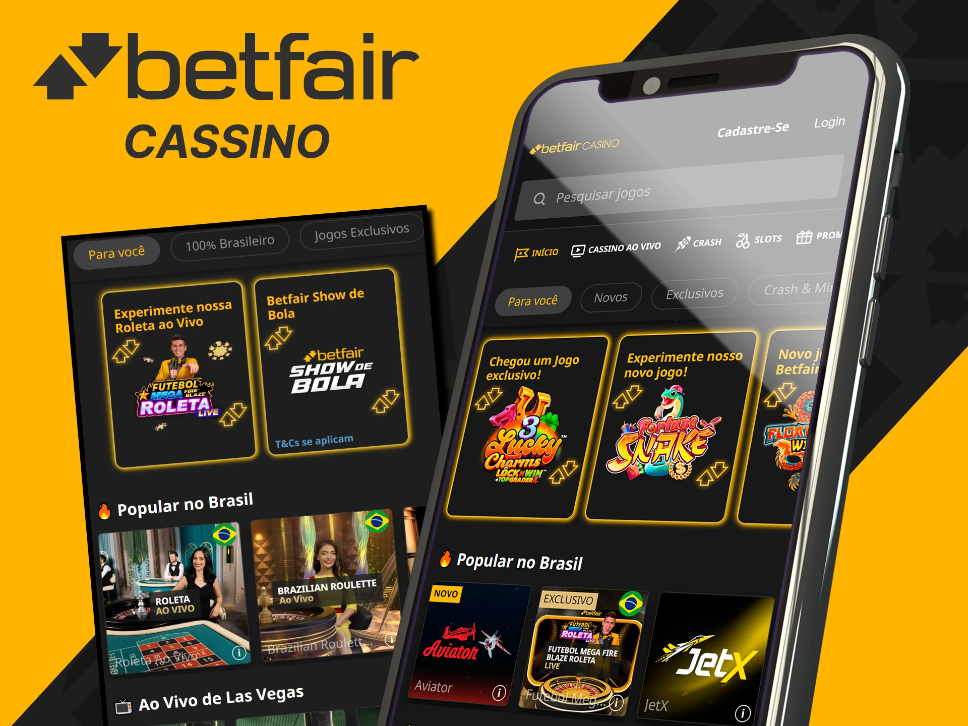 O aplicativo Betfair possui uma seção de cassino para jogos.