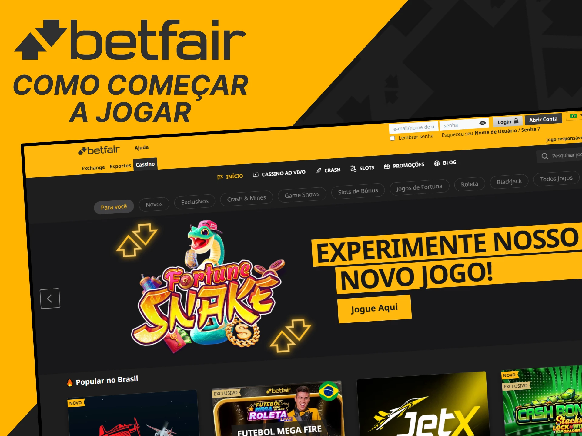 Acesse a seção de cassino para começar a jogar na Betfair.