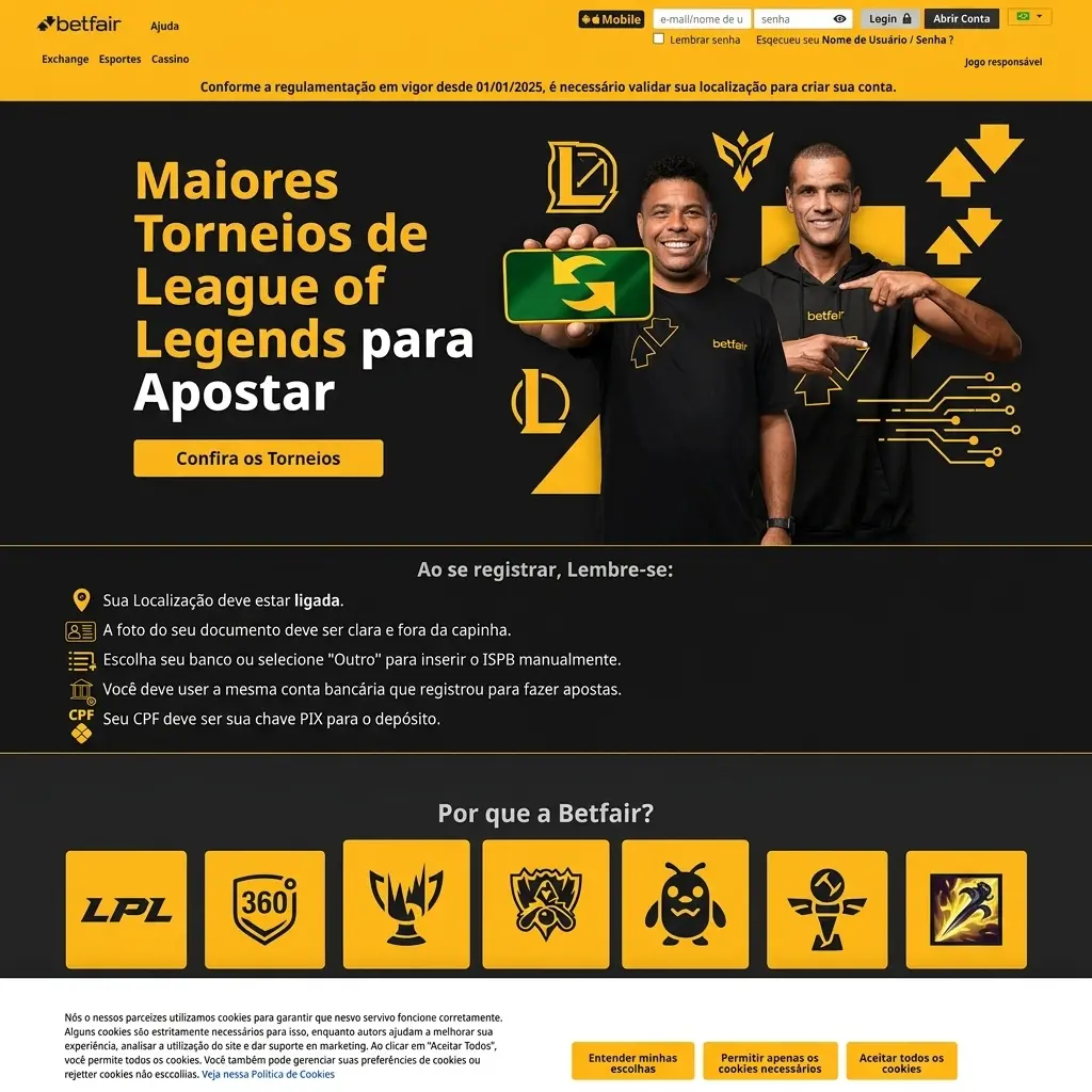 Maiores torneios de League of Legends para apostar: Worlds, MSI, LCK, LPL e LEC na Betfair
